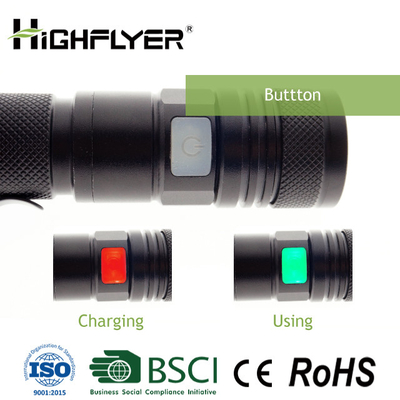 Torcia elettrica ricaricabile del Usb del bottone di incandescenza di XPE micro, torcia elettrica del fascio del fuoco del LED