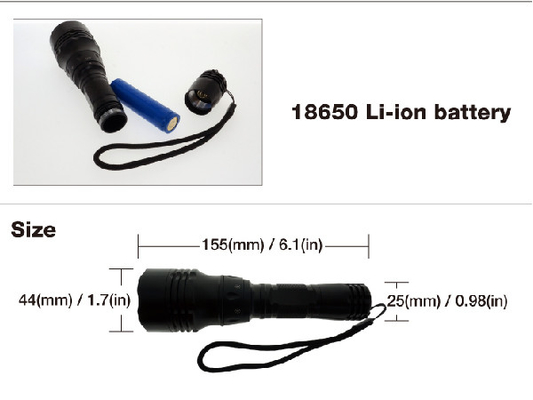 Torcia elettrica d'immersione di piccola dimensione 18650 duri LED con il commutatore di rotazione di controllo del magnete