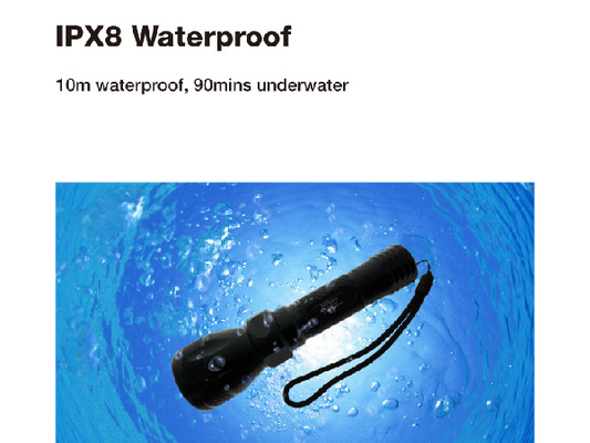 Resistenza all'acqua d'immersione della torcia elettrica IPX8 di Handsize LED con la batteria dello ione di 18650 Li