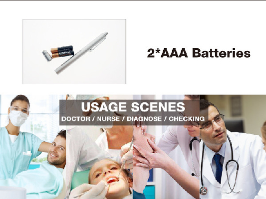 la luce calda del commutatore della coda delle batterie della penna 2*AAA di medico diagnostica la torcia elettrica della tasca per medico