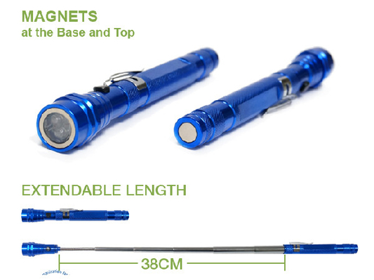 Materiale principale magnetico telescopico allungabile della lega di alluminio della torcia elettrica 38cm