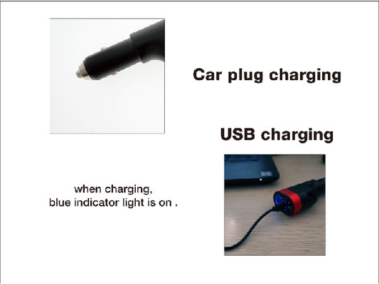 Carico ricaricabile della spina dell'automobile della torcia elettrica 1W di emergenza LED del commutatore del pollice
